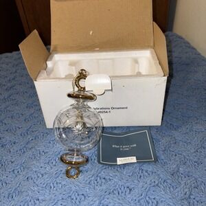 Marquis Waterford Etched Crystal Ornament Gold Trim Winter Celebrations